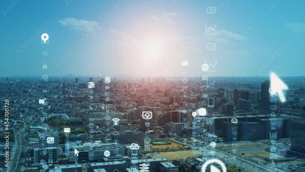 Poster smart city and communication network concept. 5g. iot (internet of things). telecommunication.