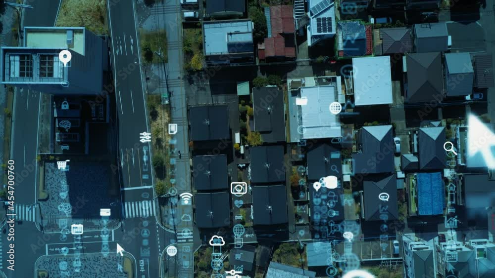 Aufkleber smart city and communication network concept. 5g. iot (internet of things). telecommunication.