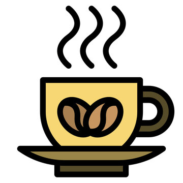yellow coffee cup with beans and steam clip art preview