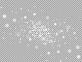 The dust sparks and golden stars shine with special light. Vector sparkles on a transparent background.