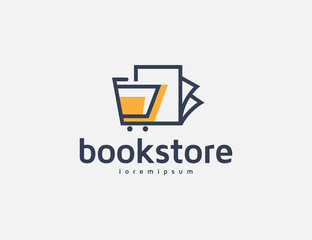 Modern bookstore logo design illustration - obrazy, fototapety, plakaty