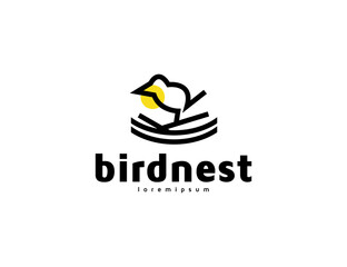 Abstract bird nest iconic logo design