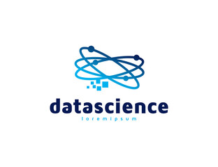 Technology science logo with data concept