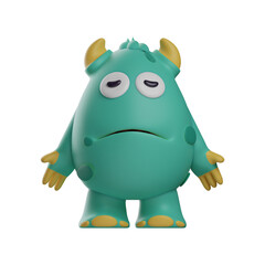Cute Monster 3D Cartoon Design with a weird expression
