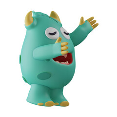 Cute Monster 3D Cartoon Illustration with closed eyes