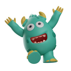 Cute Monster 3D Cartoon Picture shouting happy