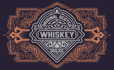 Whiskey label with old frames