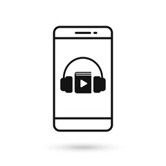 Obraz premium Mobile phone with Audiobook sign flat design icon.