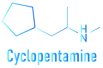 Cyclopentamine nasal decongestant drug molecule (largely discontinued). Skeletal formula.