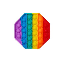 Toy pop it colorful and sensory rainbow isolated on white background.