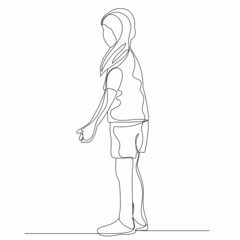 isolated line drawing of a child standing, sketch