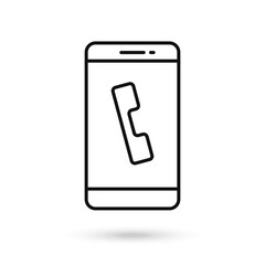 Mobile phone with handset flat design icon.