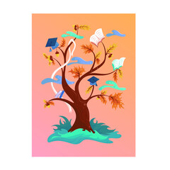 Vector illustration tree of knowledge. School, September