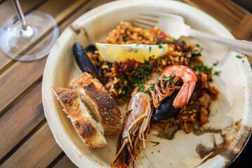 Spanish paella with shrimps