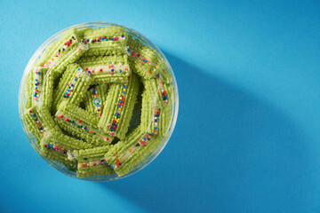 ramadan cookies on blue background