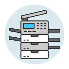 Multifunction Printers and Copiers with Oper Paper Tray Concept Vector Icon Design, Offset Printing Symbol, Digital Printer Services Sign, Cmyk Color print equipment Stock illustration