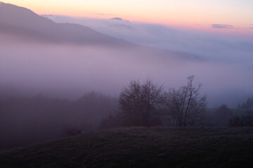 Beautiful autumn nature landscape in Carpathian mountains.