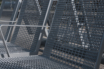 Close up of metal bench