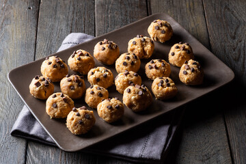 Healthy Organic Granola Balls with Nuts, Cocoa, Oats and Dark Chocolate - Sweet Vegetarian Snacks. Energy balls
