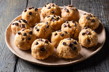 Healthy Organic Granola Balls with Nuts, Cocoa, Oats and Dark Chocolate - Sweet Vegetarian Snacks. Energy balls