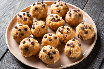 Healthy Organic Granola Balls with Nuts, Cocoa, Oats and Dark Chocolate - Sweet Vegetarian Snacks. Energy balls