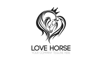 Love Horse Logo Design Template