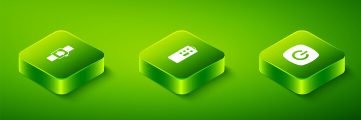 Set Isometric Remote control, Smart home and with smart watch icon. Vector