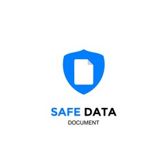 Safe data logo design concept, modern document with shield, on isolated background, icon template