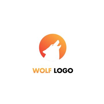 Wolf logo design modern concept, in circle shape icon template