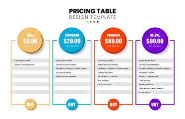 Infographic design template. Pricing table concept. Vector