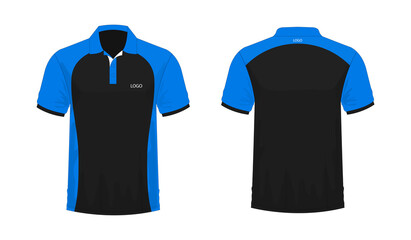 T-shirt Polo blue and black template for design on white background. Vector illustration eps 10.