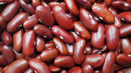 A lot of red beans raw, Organic grains food, Texture background, Top view