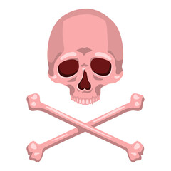 Vector Skull and Cross Bones Illustration on Isolated White Background