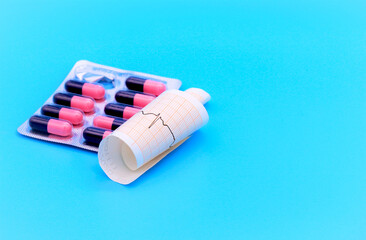 ekg paper on blue background