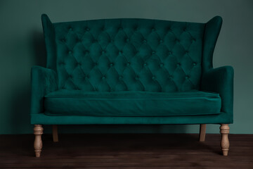 stylish sofa in bright green colors