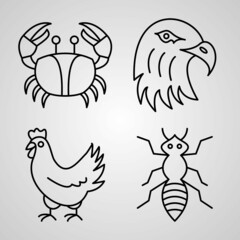 Outline Animals Icons isolated on White Background