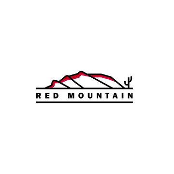 like Camelback Mountain Shape logo design, Mountain with Cactus
