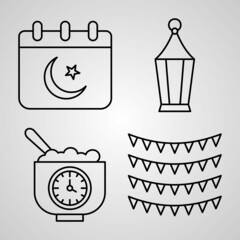 Ramadan and Eid Icon Collection White Color Background