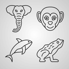 Animals Icon Collection White Color Background