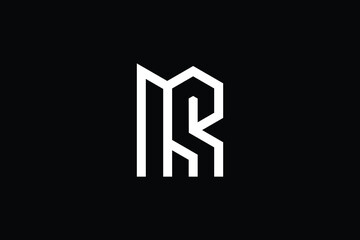 RM logo letter design on luxury background. MR logo monogram initials letter concept. RM icon logo design. MR elegant and Professional letter icon design on black background. R M MR RM