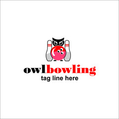 Bowling ball owl vector design logo
