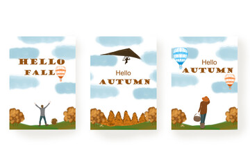Fototapeta premium Autumn greeting cards, wedding invitations, greeting cards, postcards. Design for a holiday. An illustration for printing. Autumn composition.