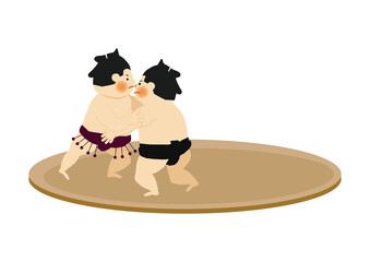 スポーツのイラスト素材。
相撲のクリップアート。
力士と行司。
