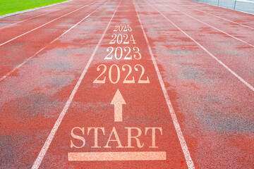 Red running track with new year 2022 concept