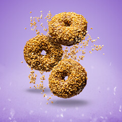 Donuts sprinkled with crunchy peanut
