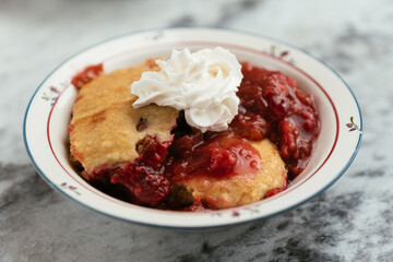 Vegan Raspberry Rhubarb Cobbler