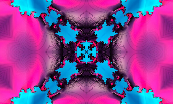 Magenta seamless pattern with cross. Purple kaleidoscope.