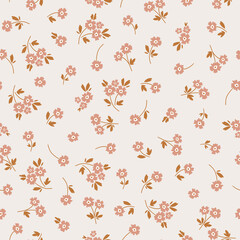 Boho florar seamless pattern with pink background