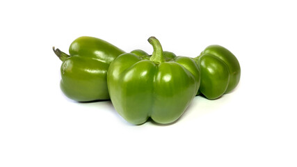 Green Bell Peppers Isolated on White Background