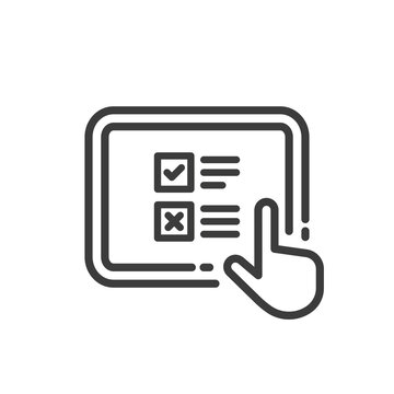 Tablet with checlist icon on white background